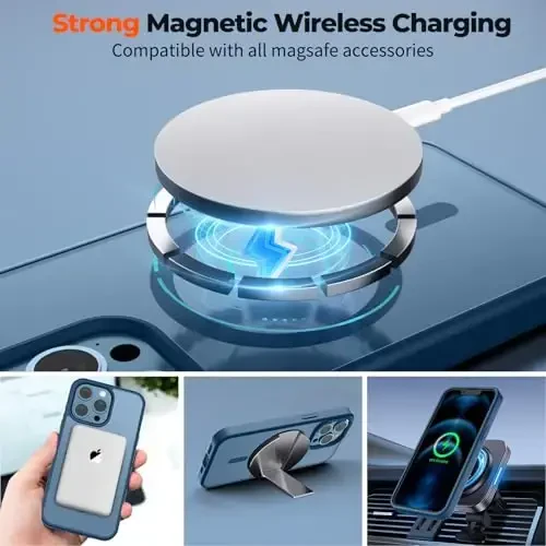 zapica Magnetic for iPhone 12 Pro Max Case, [MagSafe bilan mos] [Harbiy darajadagi tushishdan himoya] Yarim shaffof mat zarbga chidamli tirnalishga qarshi telefon qutisi, to'q ko'k - 3