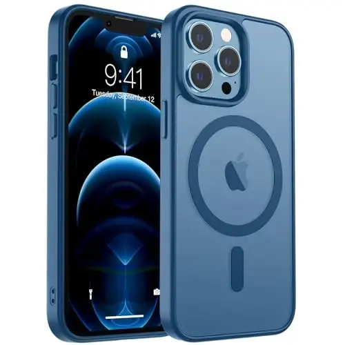 zapica Magnetic for iPhone 12 Pro Max Case, [MagSafe bilan mos] [Harbiy darajadagi tushishdan himoya] Yarim shaffof mat zarbga chidamli tirnalishga qarshi telefon qutisi, to'q ko'k - 1