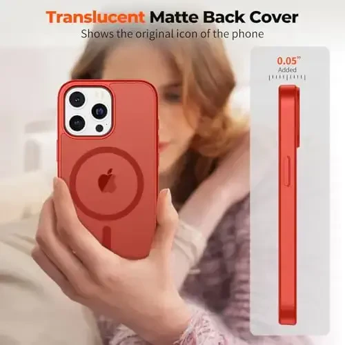 zapica Magnetic for iPhone 12 Pro Max Case, [MagSafe bilan mos] [Harbiy darajadagi tushishdan himoya] Yarim shaffof mato zarbaga chidamli tirnalishga qarshi telefon qutisi, Qizil - 7