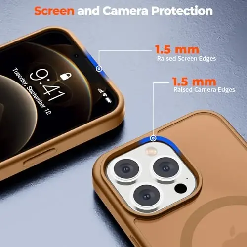 zapica Magnetic for iPhone 12 Pro Max Case, [MagSafe bilan mos] [Harbiy darajadagi tushishdan himoya] Yarim shaffof mato zarbga chidamli tirnalishga qarshi telefon qutisi, jigarrang - 5