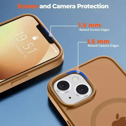 zapica Magnetic for iPhone 13 Case & iPhone 14 Case, [Compatible with MagSafe] [Military Grade Drop Protection] Translucent Matte Shockproof Anti-Scratch Phone Cover, Brown - 7