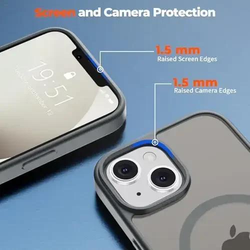 zapica Magnetic for iPhone 13 Case & iPhone 14 Case, [Compatible with MagSafe] [Military Grade Drop Protection] Translucent Matte Shockproof Anti-Scratch Phone Cover, Dark Gray - 7