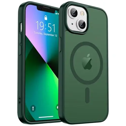 zapica Magnetic for iPhone 13 Case & iPhone 14 Case, [Compatible with MagSafe] [Military Grade Drop Protection] Translucent Matte Shockproof Anti-Scratch Phone Cover, Forest Green - ZAPICA (1)