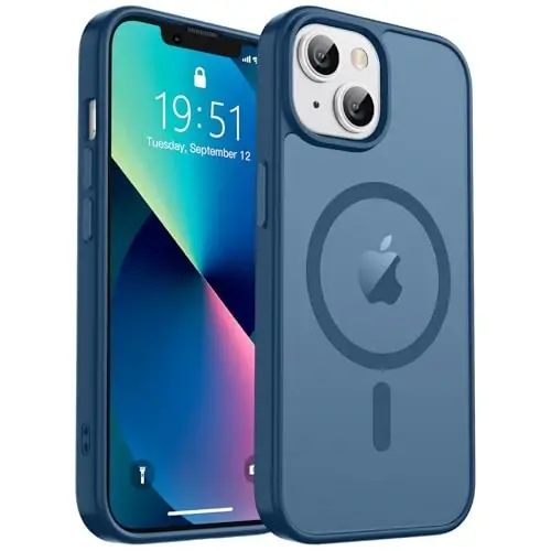 zapica Magnetic for iPhone 13 Case & iPhone 14 Case, [MagSafe bilan mos] [Harbiy darajadagi tushishdan himoya] Yarim shaffof mat zarbaga chidamli chizilishga qarshi telefon qopqog'i, to'q ko'k - 2