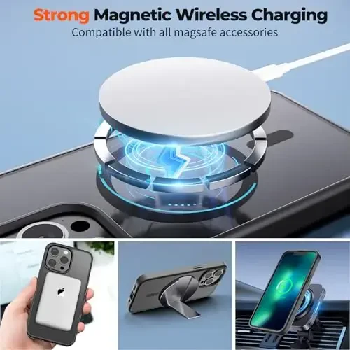 zapica Magnetic for iPhone 13 Pro Case, [Compatible with MagSafe] [Military Grade Drop Protection] Translucent Matte Shockproof Anti-Scratch Phone Case, Black - 4