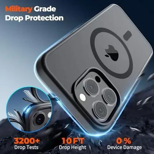 zapica Magnetic for iPhone 13 Pro Case, [Compatible with MagSafe] [Military Grade Drop Protection] Translucent Matte Shockproof Anti-Scratch Phone Case, Black - 5