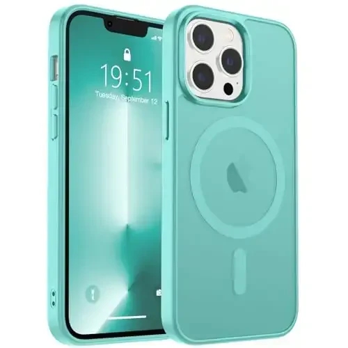 zapica Magnetic for iPhone 13 Pro Case, [Compatible with MagSafe] [Military Grade Drop Protection] Translucent Matte Shockproof Anti-Scratch Phone Case, Blue Green - 2