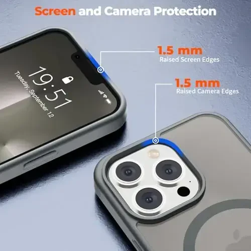 zapica Magnetic for iPhone 13 Pro Case, [Compatible with MagSafe] [Military Grade Drop Protection] Translucent Matte Shockproof Anti-Scratch Phone Case, Dark Gray - 6