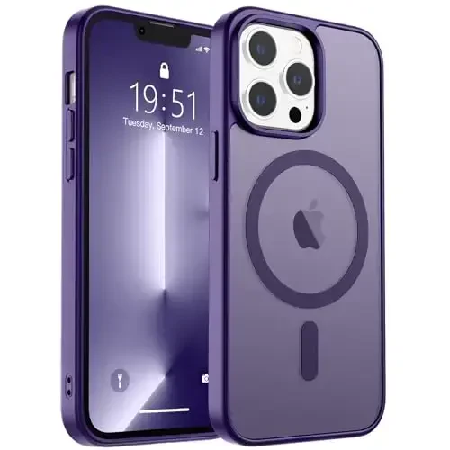 zapica Magnetic for iPhone 13 Pro Case, [Compatible with MagSafe] [Military Grade Drop Protection] Translucent Matte Shockproof Anti-Scratch Phone Case, Dark Purple - 2