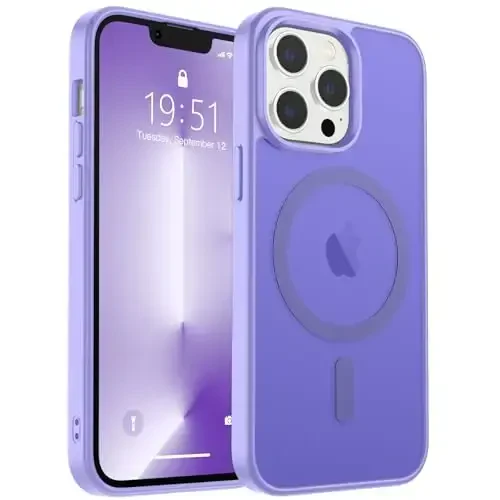 zapica Magnetic for iPhone 13 Pro Case, [Compatible with MagSafe] [Military Grade Drop Protection] Translucent Matte Shockproof Anti-Scratch Phone Case, Light Purple - 2