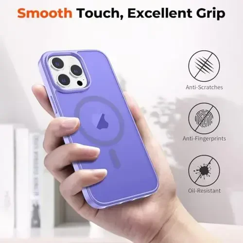 zapica Magnetic for iPhone 13 Pro Case, [Compatible with MagSafe] [Military Grade Drop Protection] Translucent Matte Shockproof Anti-Scratch Phone Case, Light Purple - 7