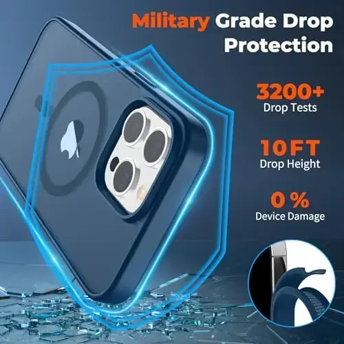 zapica Magnetic for iPhone 13 Pro Max Case, [Compatible with MagSafe] [Military Grade Drop Protection] Translucent Matte Shockproof Anti-Scratch Phone Case, Dark Blue - 6