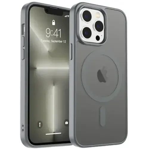 zapica Magnetic for iPhone 13 Pro Max Case, [Compatible with MagSafe] [Military Grade Drop Protection] Translucent Matte Shockproof Anti-Scratch Phone Case, Dark Gray 