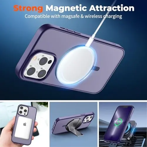 zapica Magnetic for iPhone 13 Pro Max Case, [Compatible with MagSafe] [Military Grade Drop Protection] Translucent Matte Shockproof Anti-Scratch Phone Case, Dark Purple - ZAPICA (1)