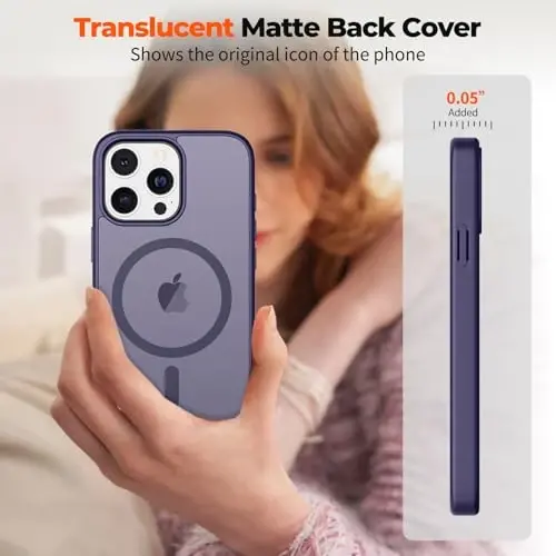 zapica Magnetic for iPhone 13 Pro Max Case, [Compatible with MagSafe] [Military Grade Drop Protection] Translucent Matte Shockproof Anti-Scratch Phone Case, Dark Purple - 4