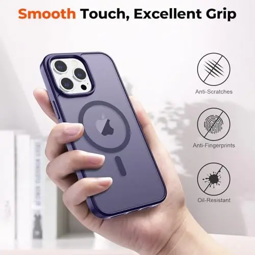 zapica Magnetic for iPhone 13 Pro Max Case, [Compatible with MagSafe] [Military Grade Drop Protection] Translucent Matte Shockproof Anti-Scratch Phone Case, Dark Purple - 7