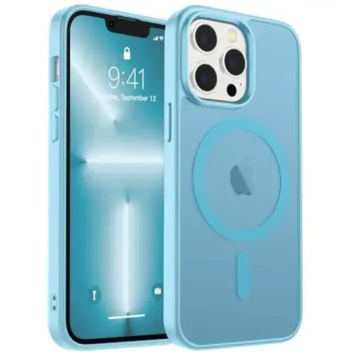 zapica Magnetic for iPhone 13 Pro Max Case, [Compatible with MagSafe] [Military Grade Drop Protection] Translucent Matte Shockproof Anti-Scratch Phone Case, Light Blue - ZAPICA