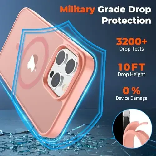 zapica Magnetic for iPhone 13 Pro Max Case, [Compatible with MagSafe] [Military Grade Drop Protection] Translucent Matte Shockproof Anti-Scratch Phone Case, Light Pink - 6