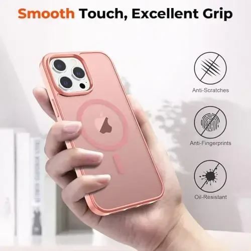 zapica Magnetic for iPhone 13 Pro Max Case, [Compatible with MagSafe] [Military Grade Drop Protection] Translucent Matte Shockproof Anti-Scratch Phone Case, Light Pink - 7