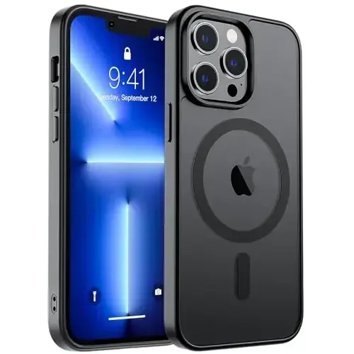 zapica Magnetic for iPhone 13 Pro Max Case, [MagSafe bilan mos] [Harbiy darajadagi tushishdan himoya] Yarim shaffof mat zarbga chidamli tirnalishga qarshi telefon qutisi, qora - 3