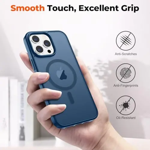 zapica Magnetic for iPhone 13 Pro Max Case, [MagSafe bilan mos] [Harbiy darajadagi tushishdan himoya] Yarim shaffof mat zarbga chidamli tirnalishga qarshi telefon qutisi, to'q ko'k - 7