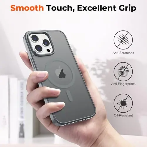 zapica Magnetic for iPhone 13 Pro Max Case, [MagSafe bilan mos] [Harbiy darajadagi tushishdan himoya] Yarim shaffof mato zarbga chidamli tirnalishga qarshi telefon qutisi, to'q kulrang - 7