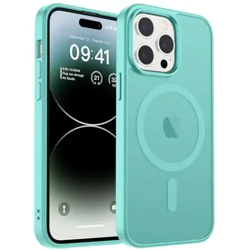 zapica Magnetic for iPhone 14 Pro Case, [Compatible with MagSafe] [Military Grade Drop Protection] Translucent Matte Shockproof Anti-Scratch Phone Case, Blue Green - 2