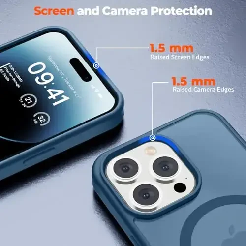 zapica Magnetic for iPhone 14 Pro Case, [Compatible with MagSafe] [Military Grade Drop Protection] Translucent Matte Shockproof Anti-Scratch Phone Case, Dark Blue - 6