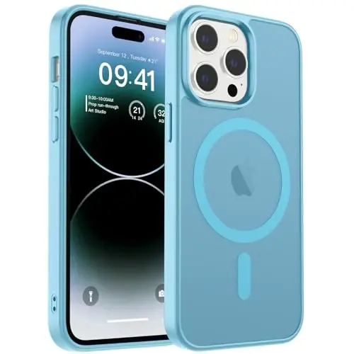 zapica Magnetic for iPhone 14 Pro Case, [Compatible with MagSafe] [Military Grade Drop Protection] Translucent Matte Shockproof Anti-Scratch Phone Case, Light Blue - ZAPICA (1)