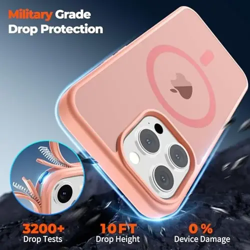 zapica Magnetic for iPhone 14 Pro Case, [Compatible with MagSafe] [Military Grade Drop Protection] Translucent Matte Shockproof Anti-Scratch Phone Case, Light Pink - 5
