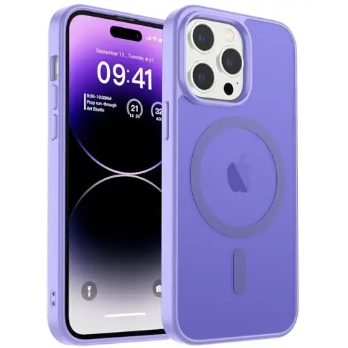zapica Magnetic for iPhone 14 Pro Case, [Compatible with MagSafe] [Military Grade Drop Protection] Translucent Matte Shockproof Anti-Scratch Phone Case, Light Purple - 2