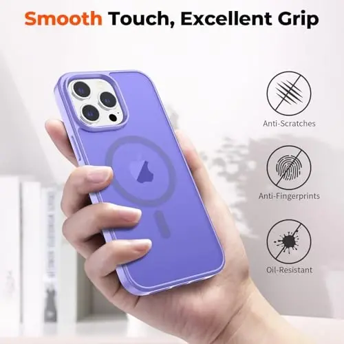 zapica Magnetic for iPhone 14 Pro Case, [Compatible with MagSafe] [Military Grade Drop Protection] Translucent Matte Shockproof Anti-Scratch Phone Case, Light Purple - 7