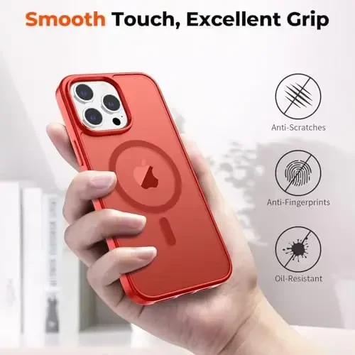 zapica Magnetic for iPhone 14 Pro Case, [Compatible with MagSafe] [Military Grade Drop Protection] Translucent Matte Shockproof Anti-Scratch Phone Case, Red - 7