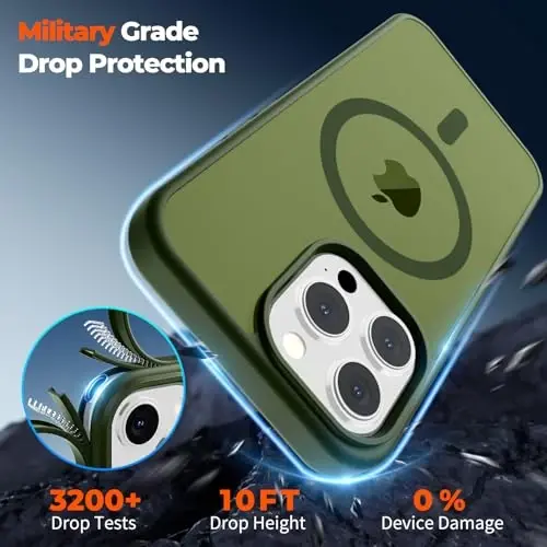 zapica Magnetic for iPhone 14 Pro Case, [Compatible with MagSafe] [Military Grade Drop Protection] Translucent Matte Shockproof Anti-Scratch Phone Cover, Cangling Green - 4