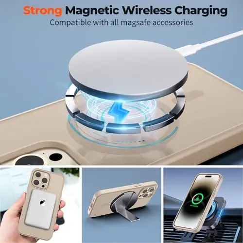 zapica Magnetic for iPhone 14 Pro Case, [Compatible with MagSafe] [Military Grade Drop Protection] Translucent Matte Shockproof Anti-Scratch Phone Cover, Desert Gold - 3