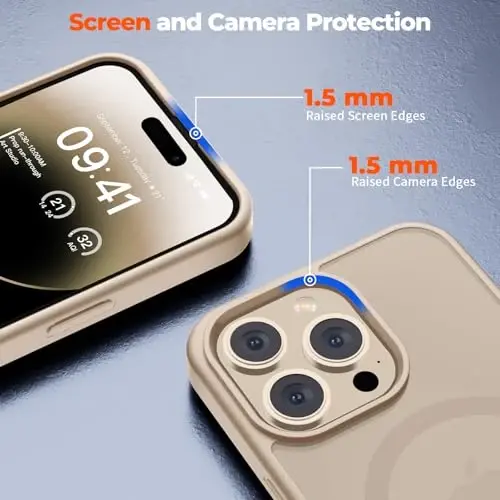 zapica Magnetic for iPhone 14 Pro Case, [Compatible with MagSafe] [Military Grade Drop Protection] Translucent Matte Shockproof Anti-Scratch Phone Cover, Desert Gold - 5