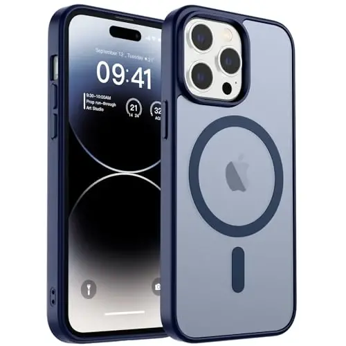 zapica Magnetic for iPhone 14 Pro Case, [Compatible with MagSafe] [Military Grade Drop Protection] Translucent Matte Shockproof Anti-Scratch Phone Cover, Navy Blue - 1