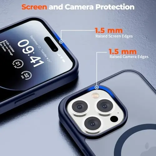 zapica Magnetic for iPhone 14 Pro Case, [Compatible with MagSafe] [Military Grade Drop Protection] Translucent Matte Shockproof Anti-Scratch Phone Cover, Navy Blue - 5