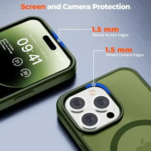 zapica Magnetic for iPhone 14 Pro Case, [MagSafe bilan mos keladi] [Harbiy darajadagi tushishdan himoya] Shaffof mat zarbga chidamli tirnalishga qarshi telefon g'ilofi, Cangling Green - 5