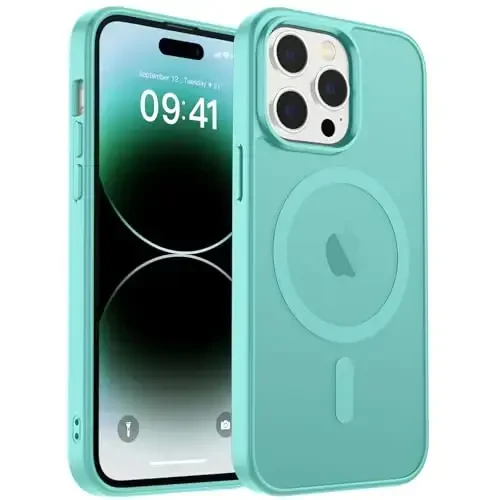 zapica Magnetic for iPhone 14 Pro Max Case, [Compatible with MagSafe] [Military Grade Drop Protection] Translucent Matte Shockproof Anti-Scratch Phone Case, Blue Green - 2