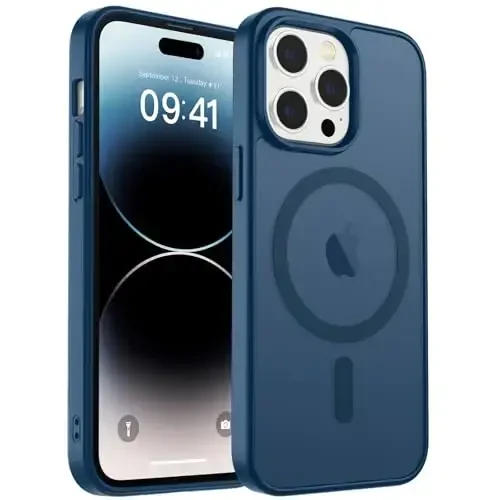 zapica Magnetic for iPhone 14 Pro Max Case, [Compatible with MagSafe] [Military Grade Drop Protection] Translucent Matte Shockproof Anti-Scratch Phone Case, Dark Blue - 1