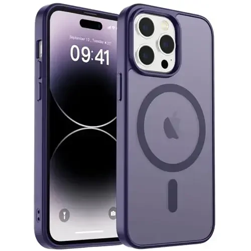 zapica Magnetic for iPhone 14 Pro Max Case, [Compatible with MagSafe] [Military Grade Drop Protection] Translucent Matte Shockproof Anti-Scratch Phone Case, Dark Purple 