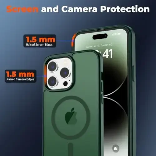 zapica Magnetic for iPhone 14 Pro Max Case, [Compatible with MagSafe] [Military Grade Drop Protection] Translucent Matte Shockproof Anti-Scratch Phone Case, Forest Green - 3
