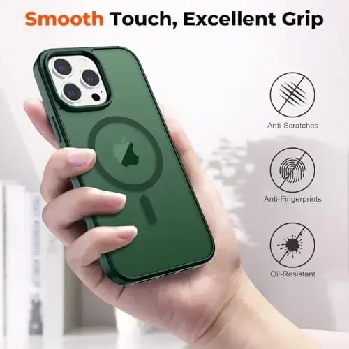zapica Magnetic for iPhone 14 Pro Max Case, [Compatible with MagSafe] [Military Grade Drop Protection] Translucent Matte Shockproof Anti-Scratch Phone Case, Forest Green - 7