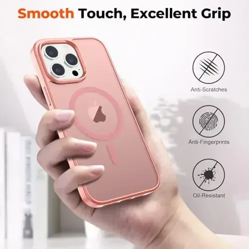 zapica Magnetic for iPhone 14 Pro Max Case, [Compatible with MagSafe] [Military Grade Drop Protection] Translucent Matte Shockproof Anti-Scratch Phone Case, Light Pink - 7