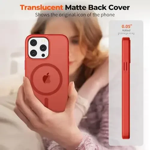 zapica Magnetic for iPhone 14 Pro Max Case, [Compatible with MagSafe] [Military Grade Drop Protection] Translucent Matte Shockproof Anti-Scratch Phone Case, Red - 7