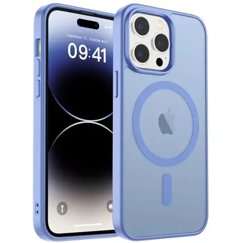 zapica Magnetic for iPhone 14 Pro Max Case, [Compatible with MagSafe] [Military Grade Drop Protection] Translucent Matte Shockproof Anti-Scratch Phone Cover, Blue Purple 