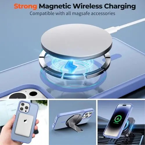 zapica Magnetic for iPhone 14 Pro Max Case, [Compatible with MagSafe] [Military Grade Drop Protection] Translucent Matte Shockproof Anti-Scratch Phone Cover, Blue Purple - 3