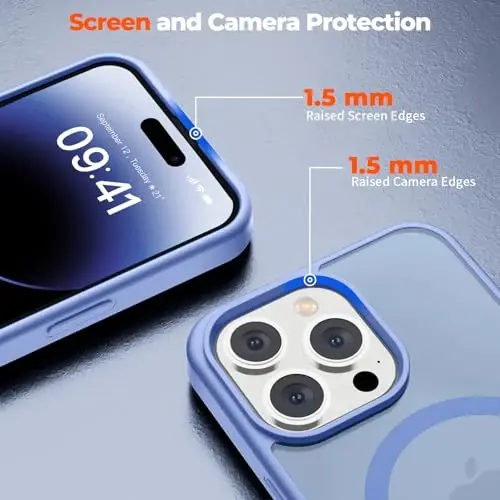 zapica Magnetic for iPhone 14 Pro Max Case, [Compatible with MagSafe] [Military Grade Drop Protection] Translucent Matte Shockproof Anti-Scratch Phone Cover, Blue Purple - 5