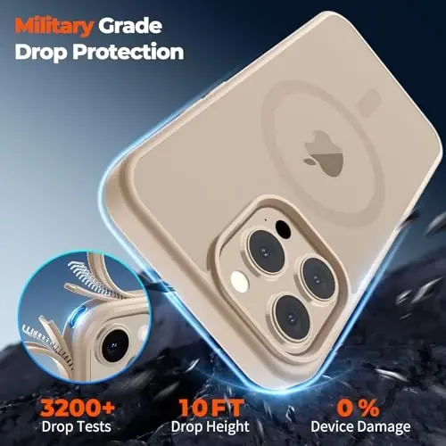 zapica Magnetic for iPhone 14 Pro Max Case, [Compatible with MagSafe] [Military Grade Drop Protection] Translucent Matte Shockproof Anti-Scratch Phone Cover, Desert Gold - 4
